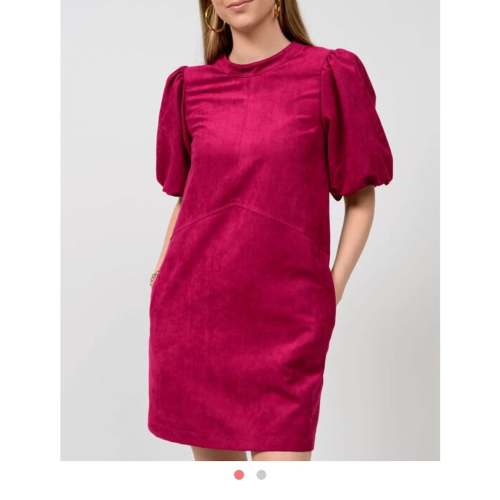 Uncle Frank Soft Red Puff Sleeve Mini Dress
